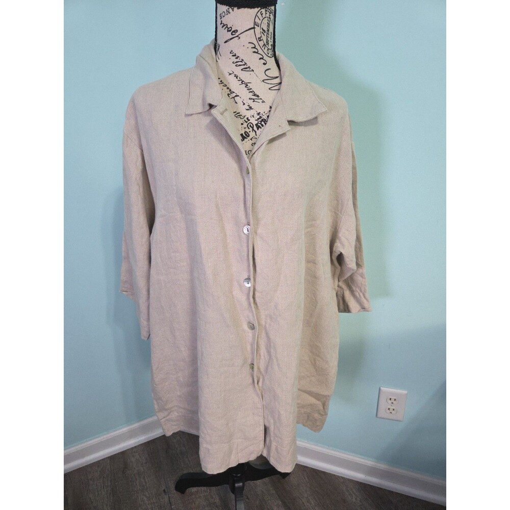 Bryn Walker Heavyweight Linen Shirt Jacket small Lagenlook Artsy Natural Beige